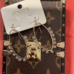 Gold tone oblong dangle Chicos earrings
